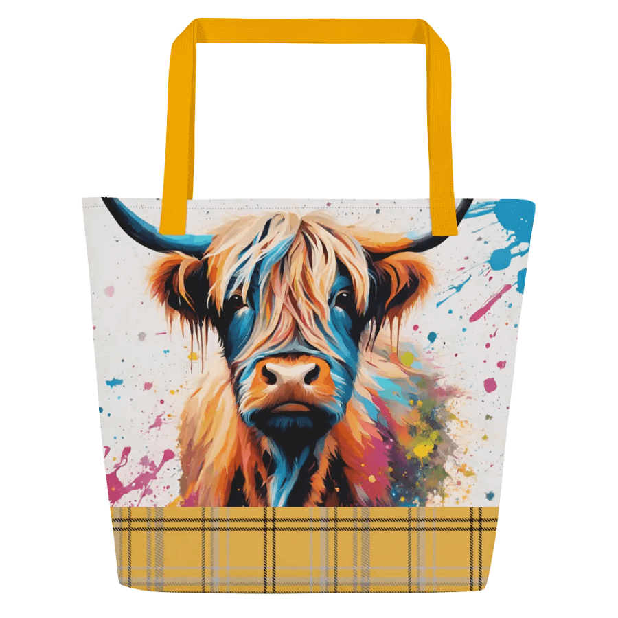 Multi Coloured Paint Splash Highland Cow Tote Bag product image (3)