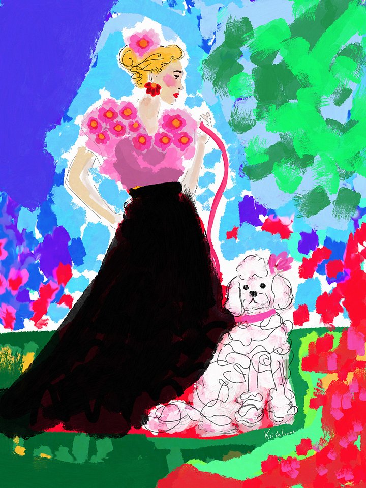 Lady & Her Poodle - Printable Wall Art / Digital Download product image (1)