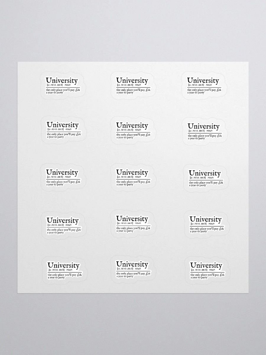 University Definition Sticker (SMALL Sheet) product image (1)