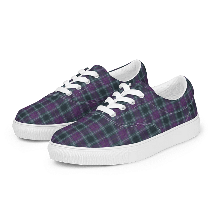Purple/Green Plaid Women's Lace-Up Canvas Shoes product image (2)