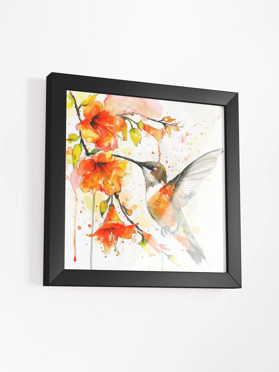 Watercolor & Ink Hummingbird Canvas Art Series #2; Eco-Friendly Matte Poster Art; AI-Generated product image (3)