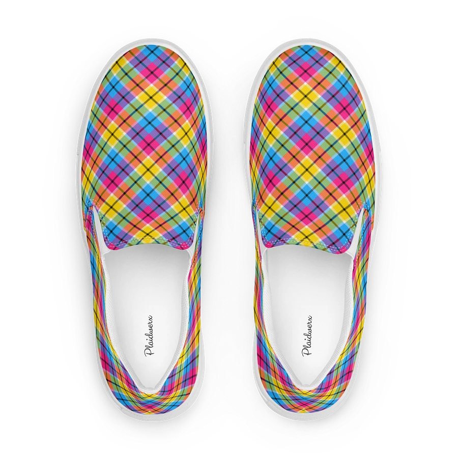 Hot Pink, Turquoise, and Yellow Plaid Women's Slip-On Shoes product image (1)