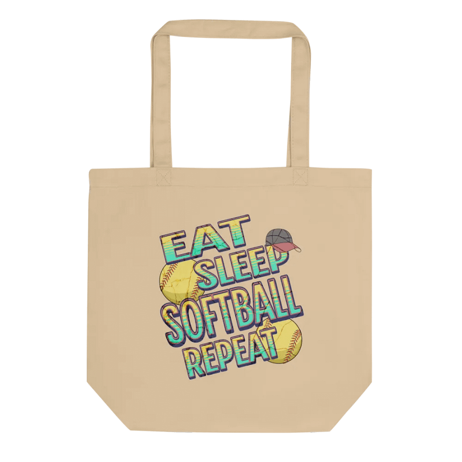 Eat Sleep Softball Repeat Colorful Statement Tote Bag product image (1)