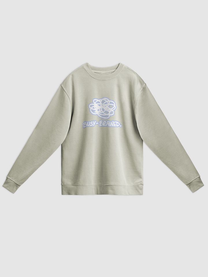 BUSY-BRAINED (lined design, #BDCAEF) printed pigment crewneck product image (5)