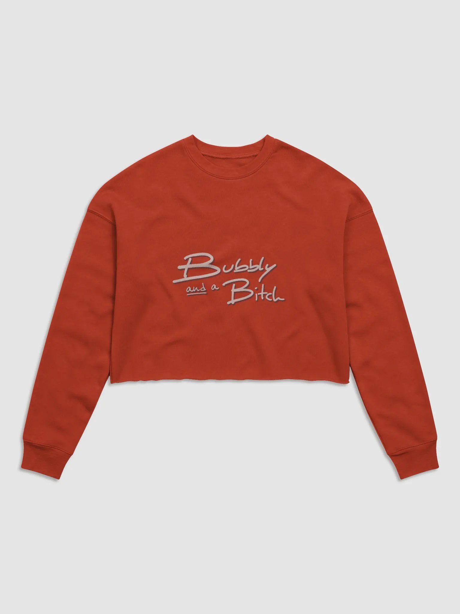 Bubbly and a B*tch (blush shadow design) women's fleece crop sweatshirt product image (3)