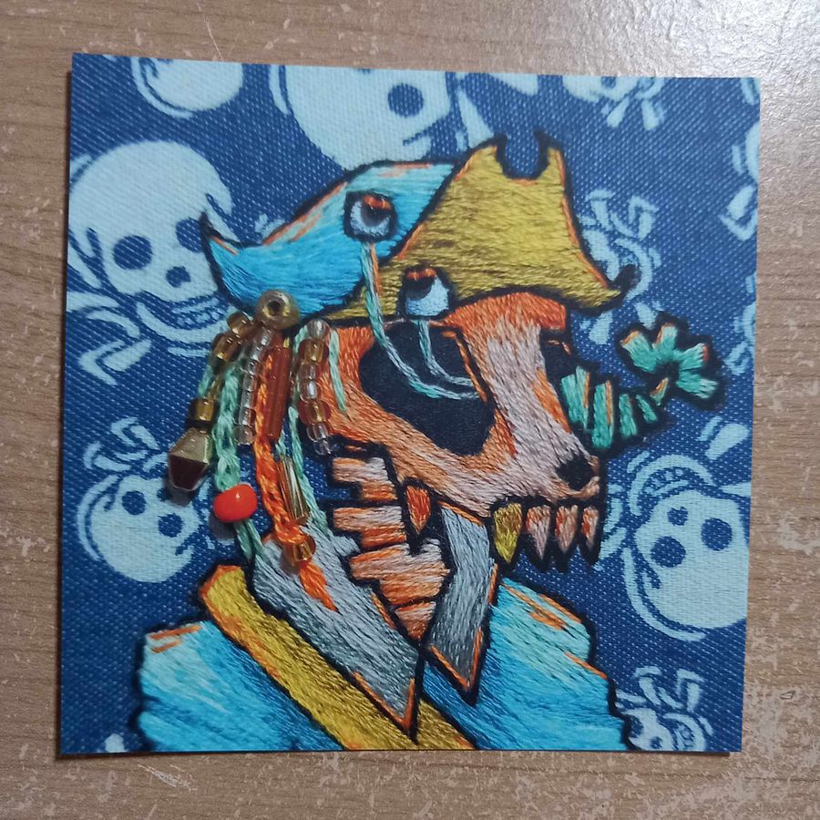 Undead Pirate Cat Embroidery Print product image (2)