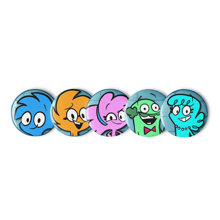 Cartoon Safety Pin Buttons Set 1 product image (2)