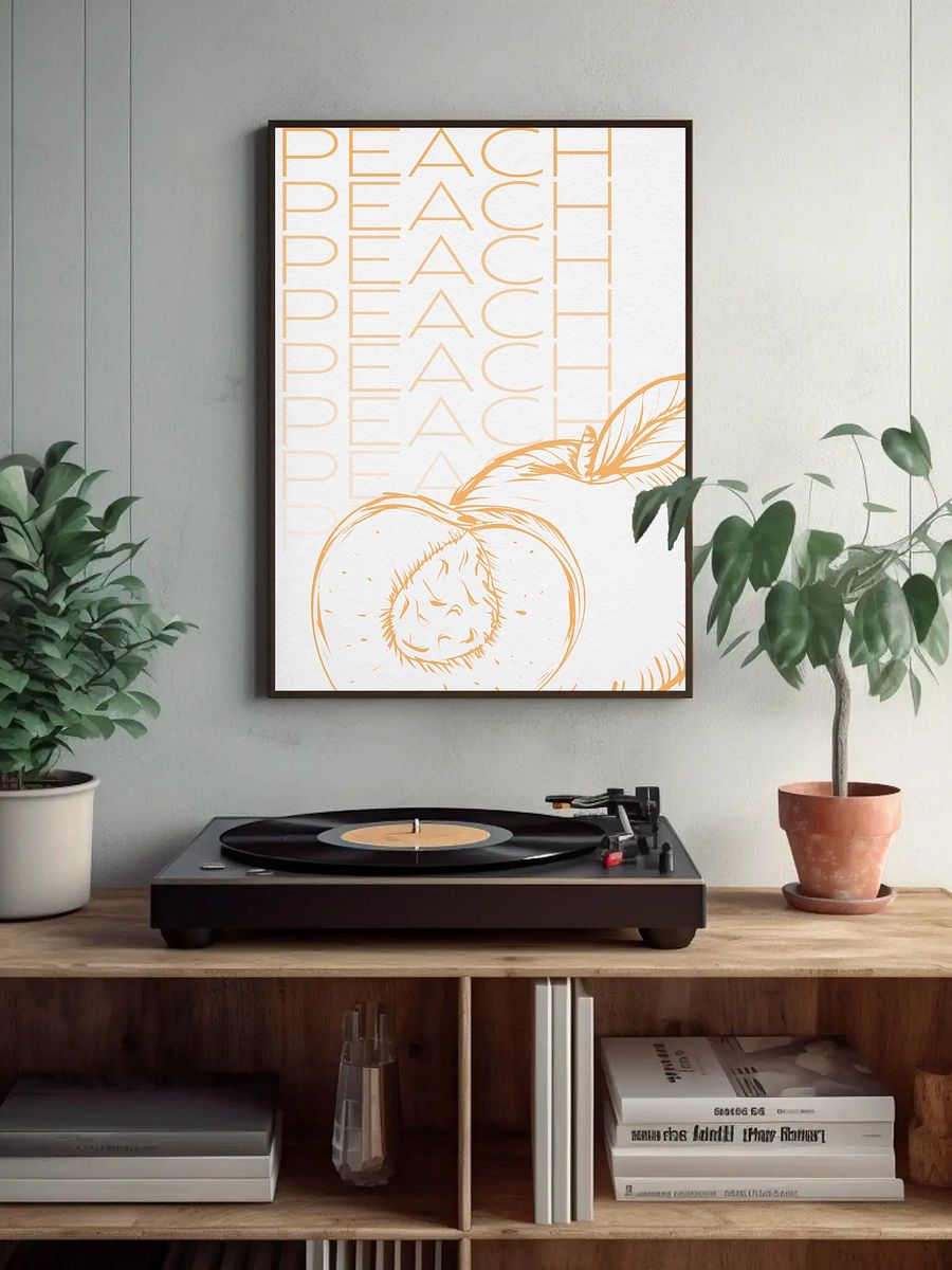 Peach Fruit Wall Art - Minimalist Peach Illustration, Modern Kitchen Decor, Fresh Fruit Print, Summer Vibes Artwork, Farmhouse Style product image (4)
