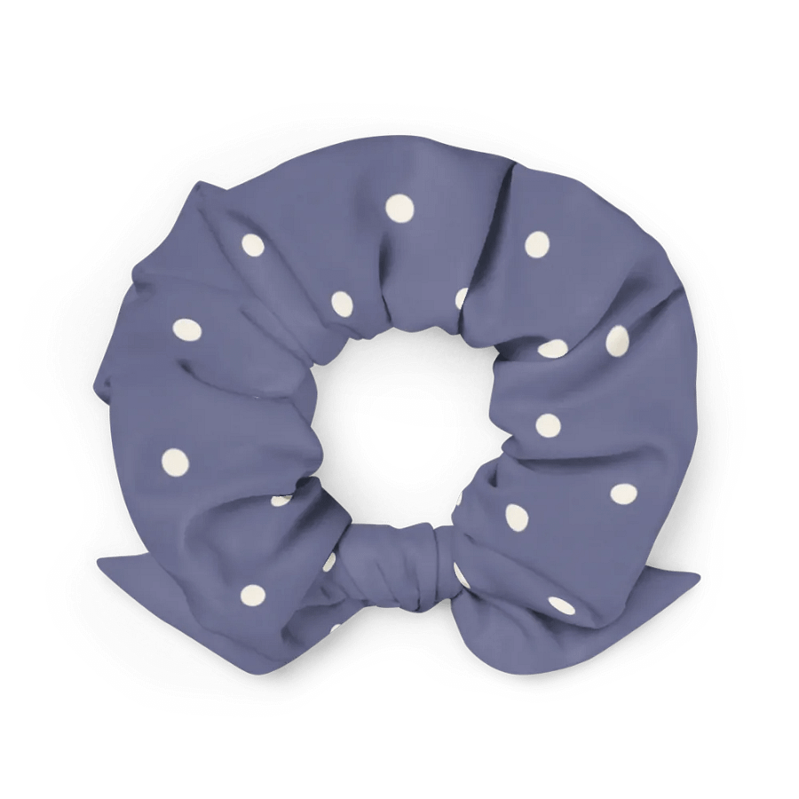 Blue Scrunchie with Cream Dots product image (3)