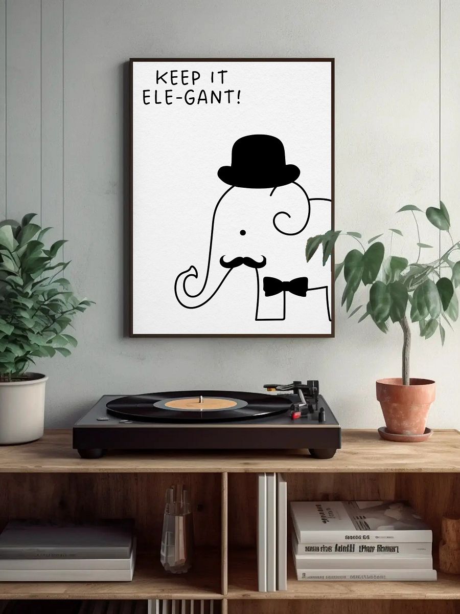 Keep It Ele-Gant Elephant Wall Art - Cute Minimalist Animal Print for Kids Room Decor, Fun Black & White Nursery Poster product image (4)