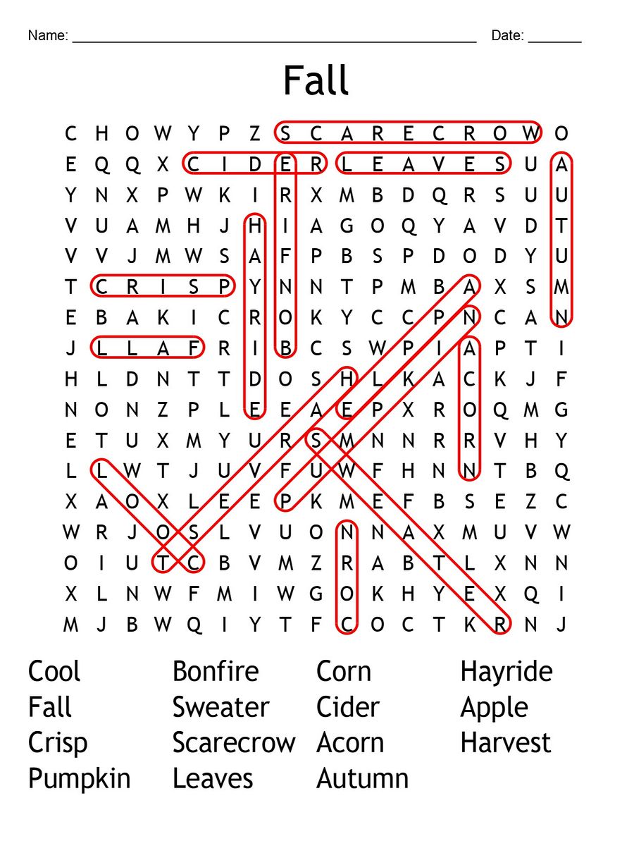 Printable Fall Word Search Puzzle product image (2)