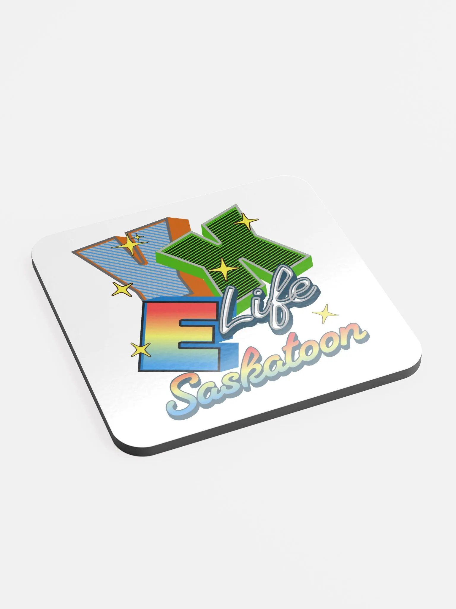YXE Life Saskatoon Vibrant Letters Cork Coaster product image (3)