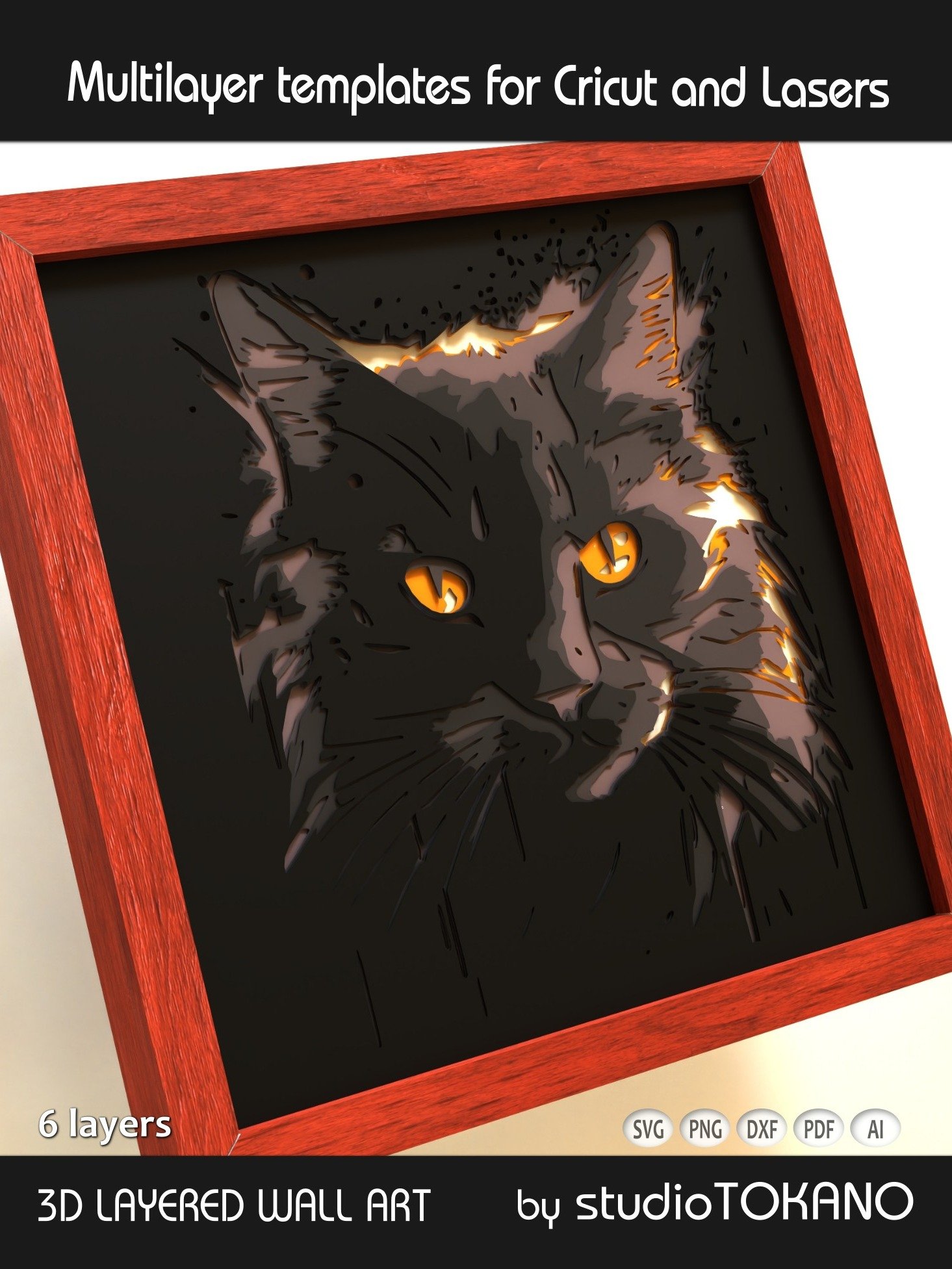 Black cat 3D SVG product image (4)