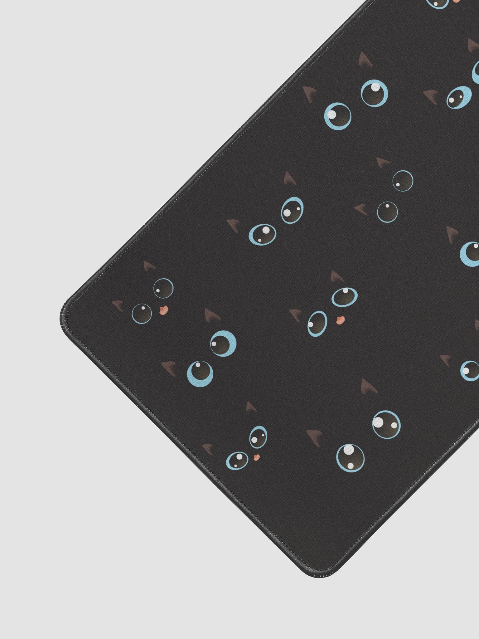 Cute Black Cat Faces (Blue Eyes) Desk Mat 12" x 18" product image (2)