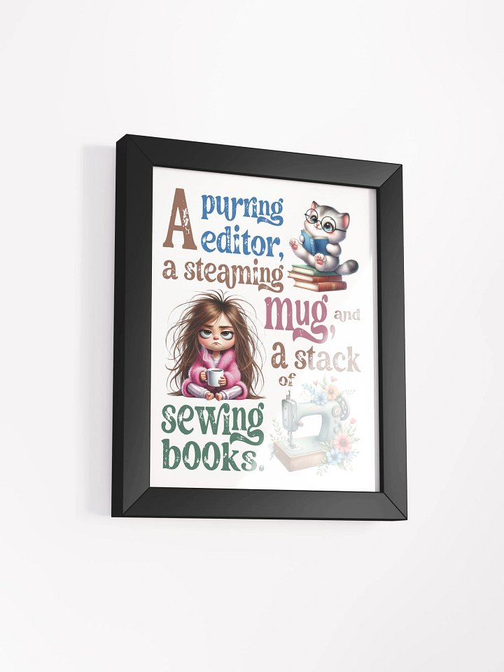 Whimsical Cat and Sewing Books Framed Poster product image (27)