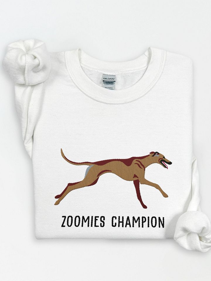 Zoomies Champion Sweatshirt (Embroidered) of a Greyhound(Tan) product image (1)