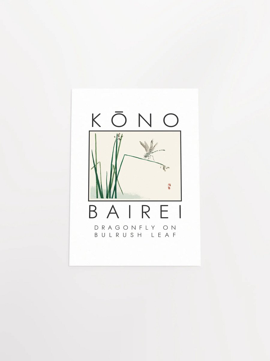 Kono Bairei Dragonfly on Bulrush Leaf Poster product image (5)