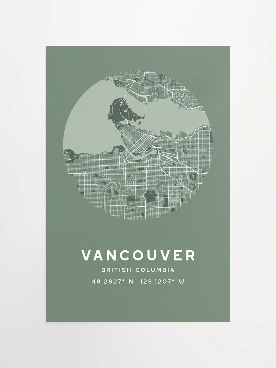 Vancouver Street Map Poster – Sage Green Minimalist Circular City Art product image (4)