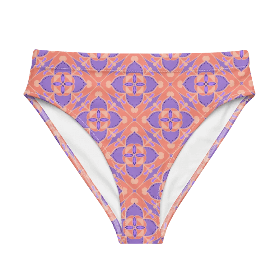 Pastel Orange and Mauve Pattern High Waisted Bikini Bottom product image (6)