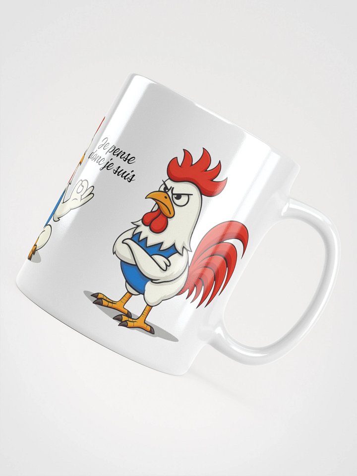Mug Blanc, Coq Zen - Méthode Coué et Je pense donc je suis - Cadeau Humour Français Zen product image (2)