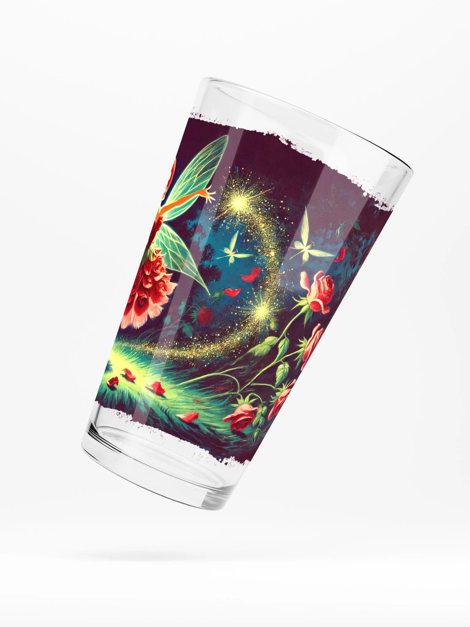 Enchanted Red Rose Fairy 16 oz Glass - Fairytale Glassware product image (5)