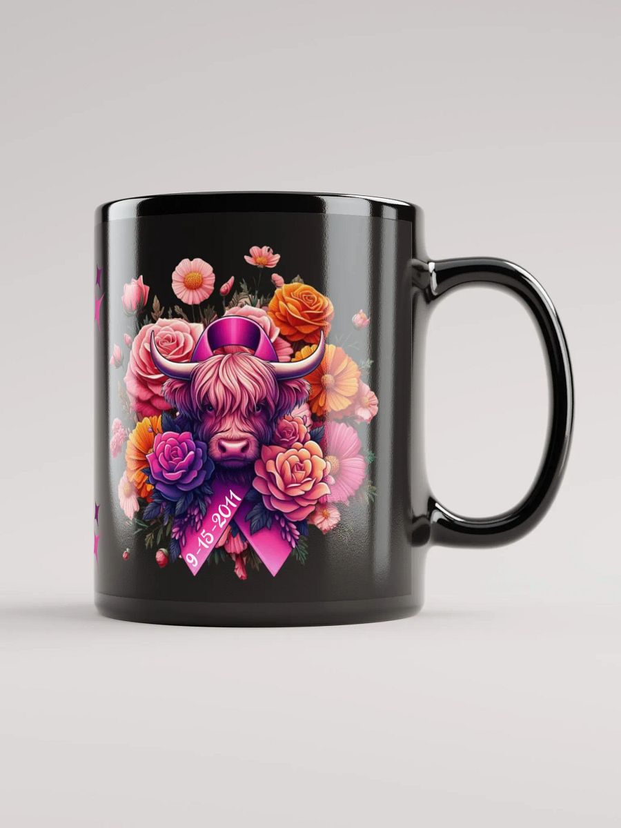 Highland Cow Blooms Breast Cancer Awareness Mug product image (1)