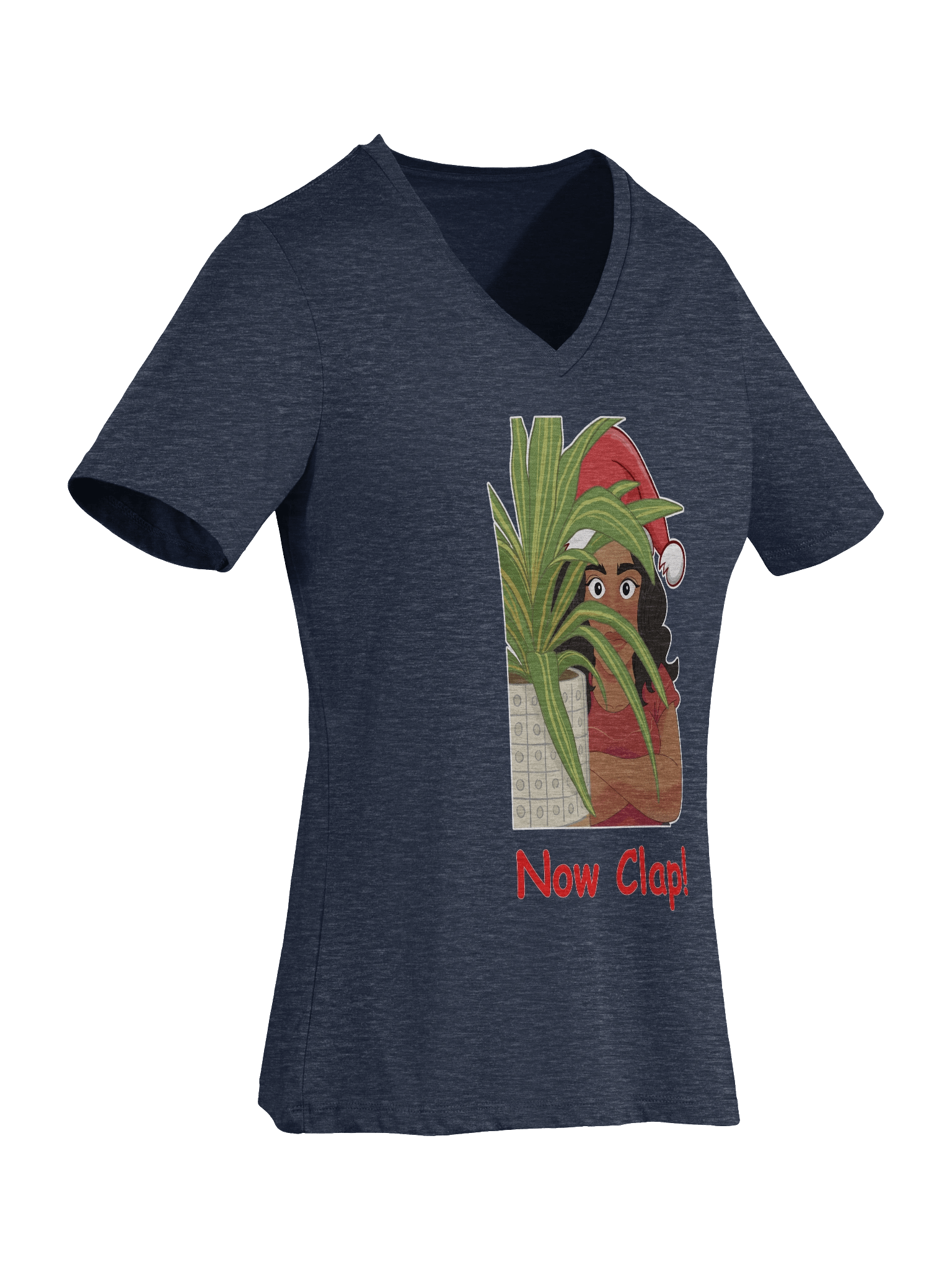 Women's Now Clap! Santa Hat V Neck Tee Shirt product image (29)