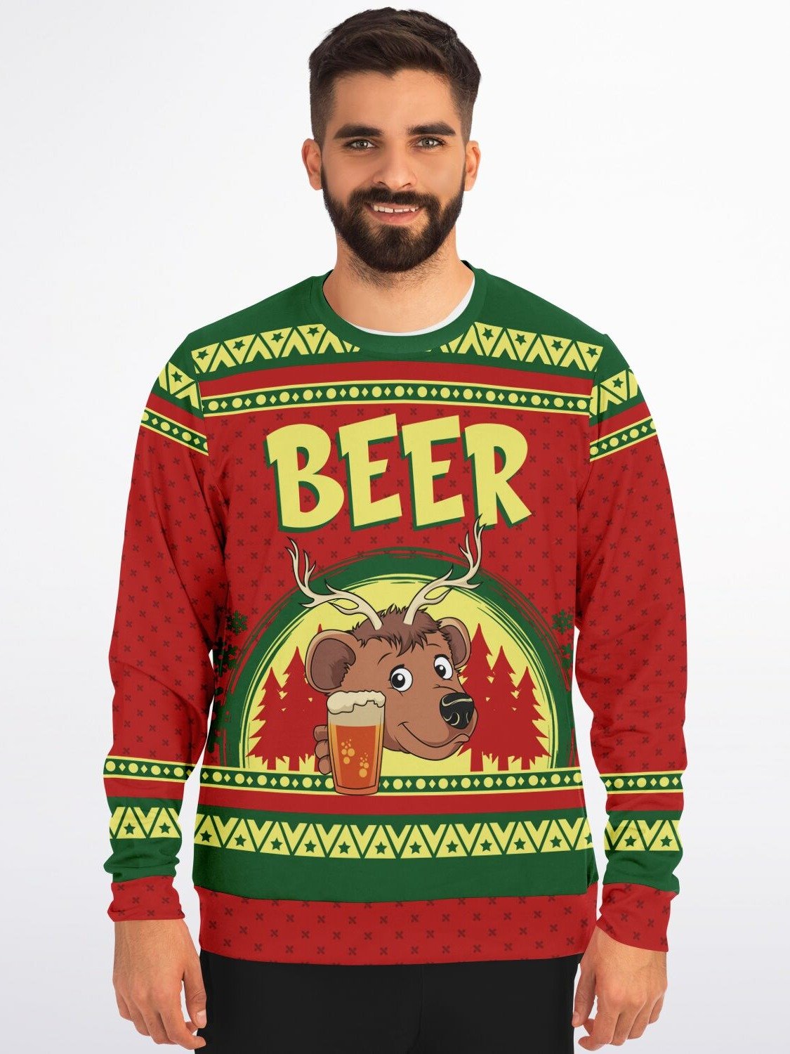 Beer Reindeer Christmas Sweatshirt | Holiday Beer Lover Gift | Funny Drinking Ugly Sweater | Winter Party Outfit product image (3)