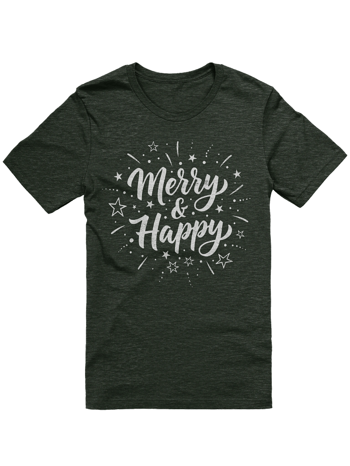 Merry & Happy T-Shirt – Retro Holiday Stars Tee product image (3)