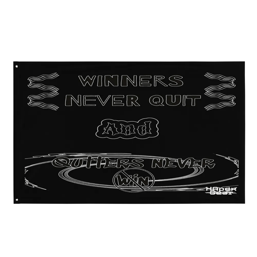Winners Never Quit and Quitters Never Win - Black - Flag product image (1)