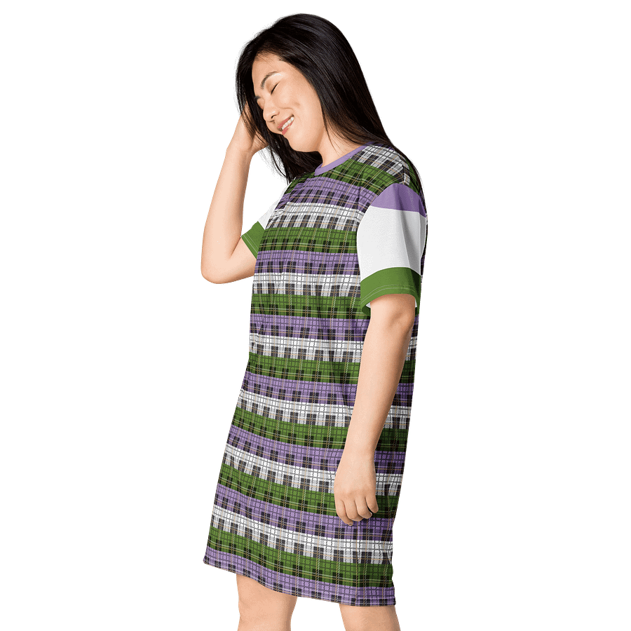 Genderqueer Pride Plaid T-shirt Dress product image (3)