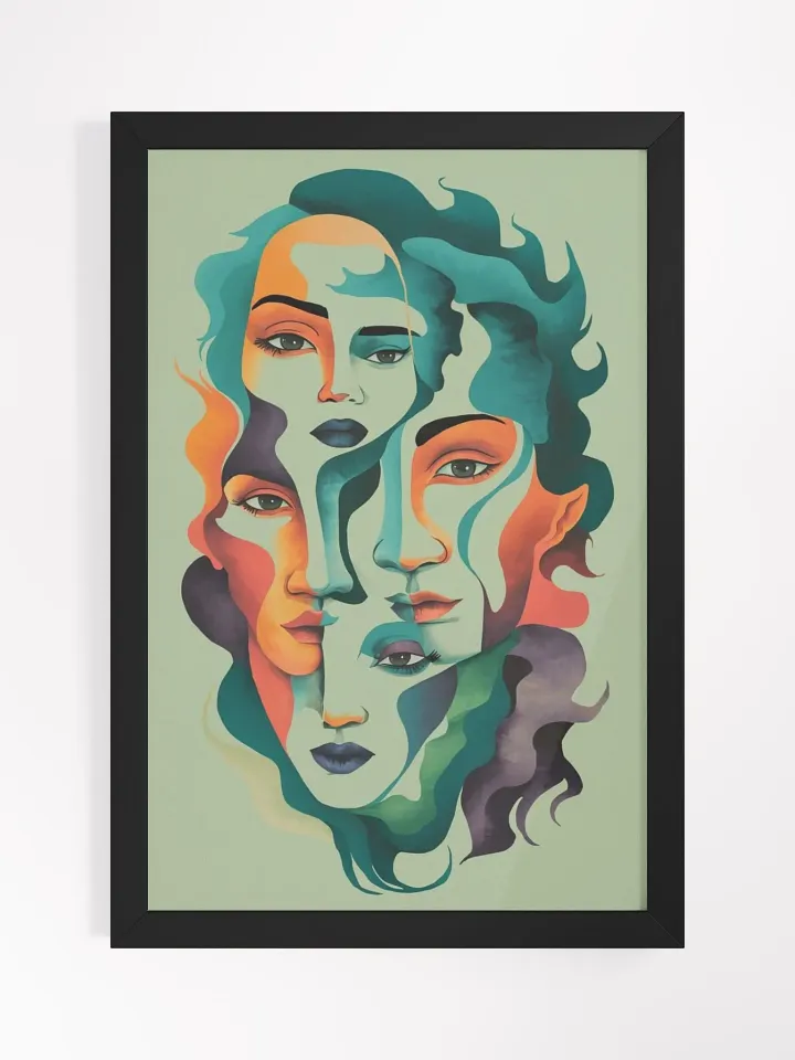 Multifaceted Identity: Framed Abstract Faces Poster product image (1)