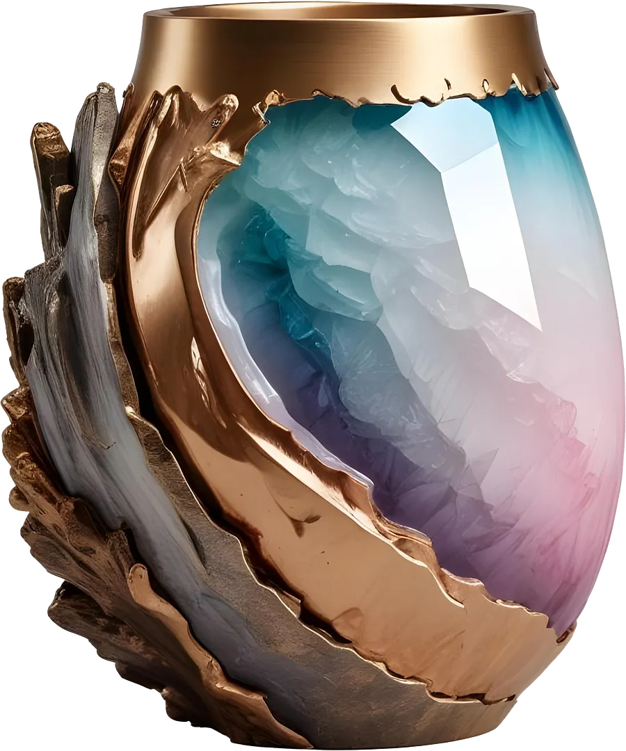 Ethereal Romance – Crystal and Gold Vase PNG product image (1)