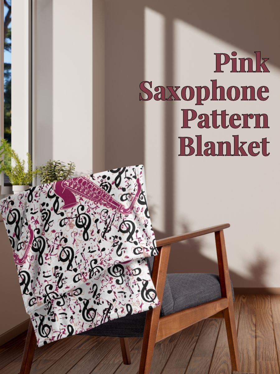 Pink Saxophone Pattern Throw Blanket product image (1)