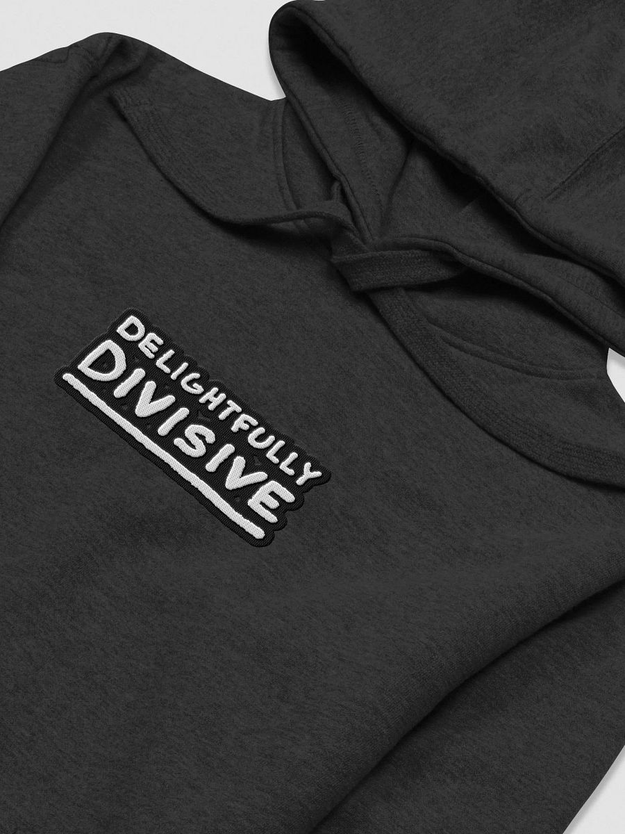 DELIGHTFULLY DIVISIVE (lg., white bubble design) embroidered heavyweight hoodie product image (1)