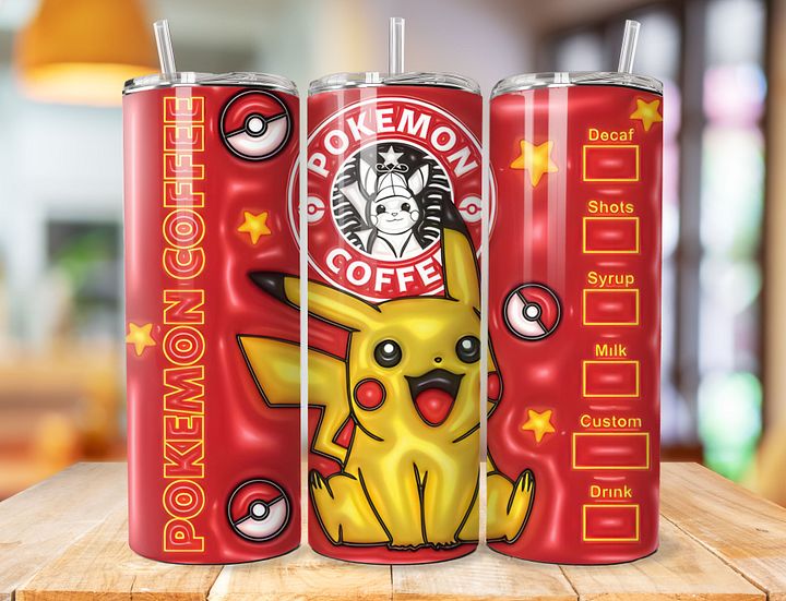 Pikachu Coffee Style 20 oz Stainless Steel Tumbler – Pokémon Inspired Design product image (1)