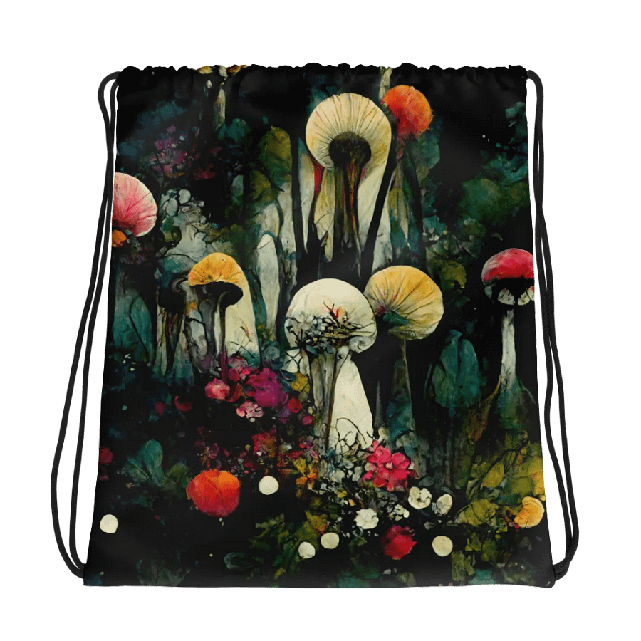 Whimsical Mushroom Fantasy Drawstring Bag product image (1)