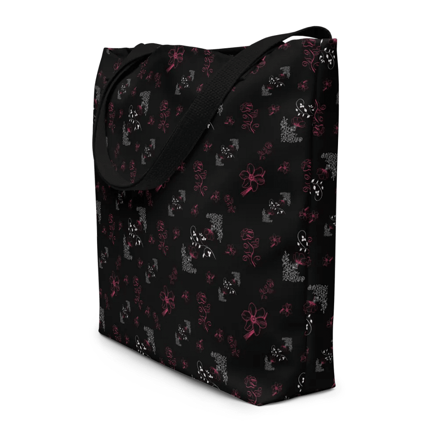 Magenta & White Flowers on Black Tote Bag product image (6)