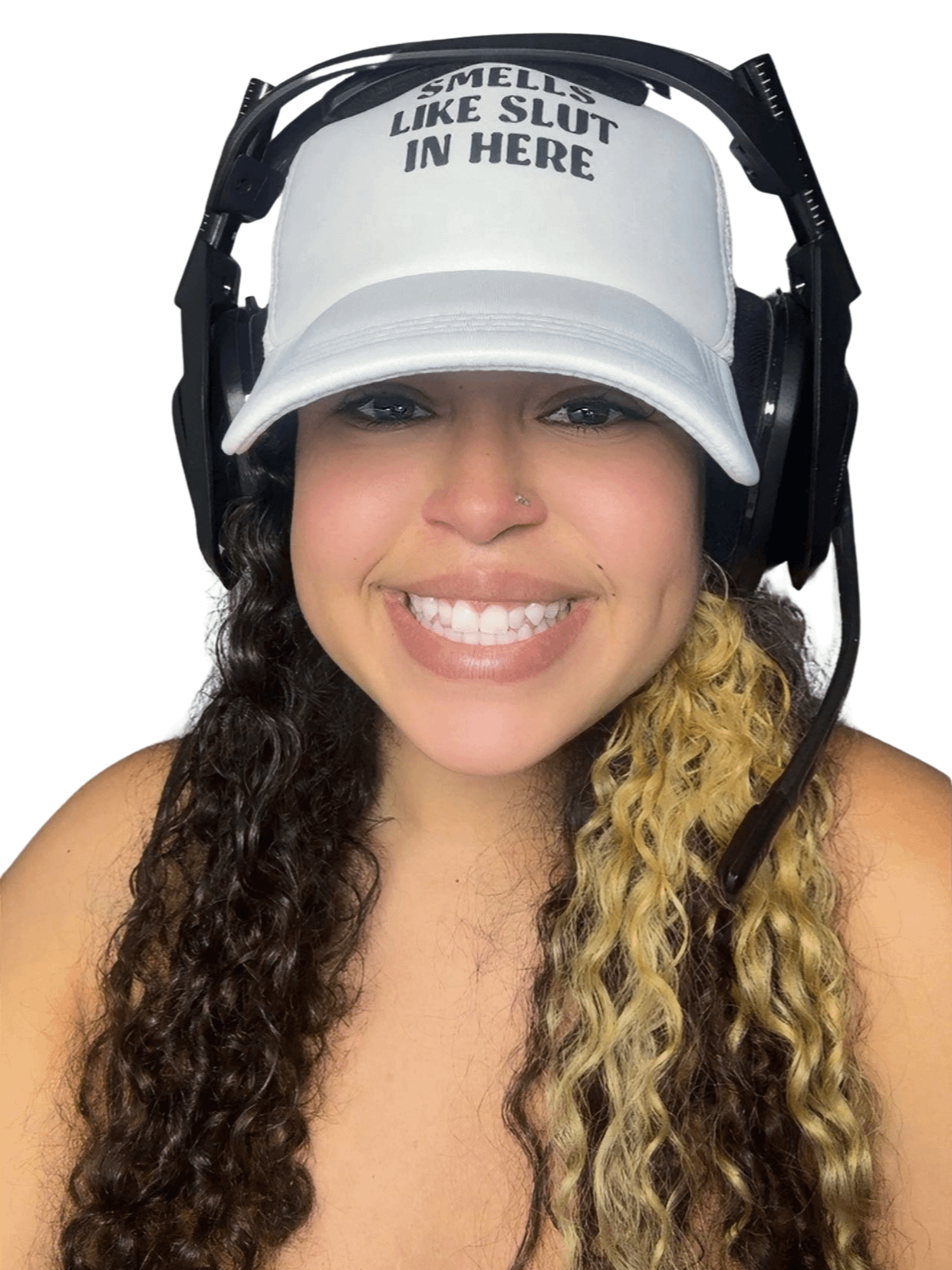 "Smells Like Slut in Here" Trucker Hat – White Snapback product image (2)