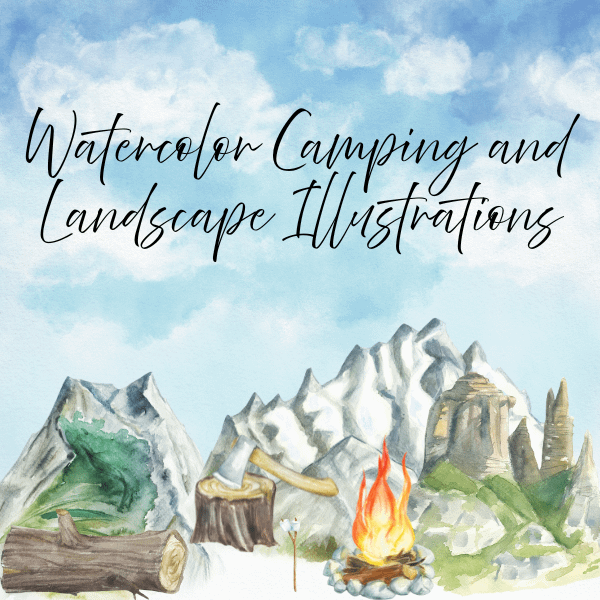 Watercolour Camping and Landscape Illustrations product image (1)