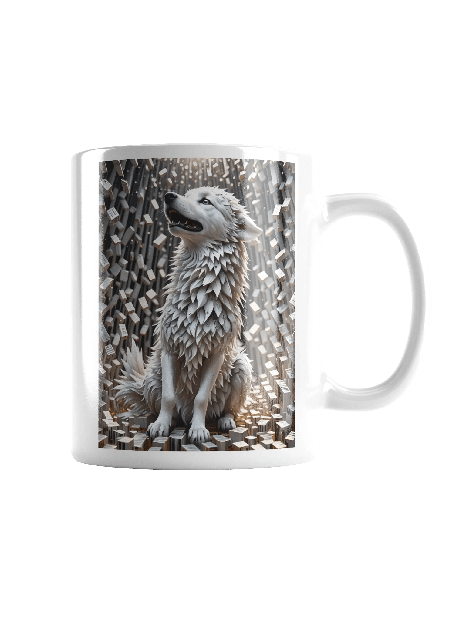 Fantasy Wolf White Glossy Mug product image (3)