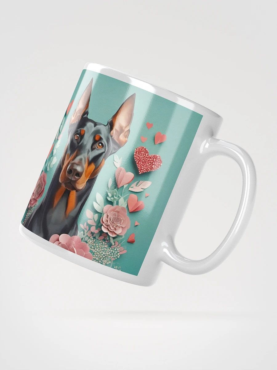 Doberman and paper flowers Ceramic Mug product image (3)