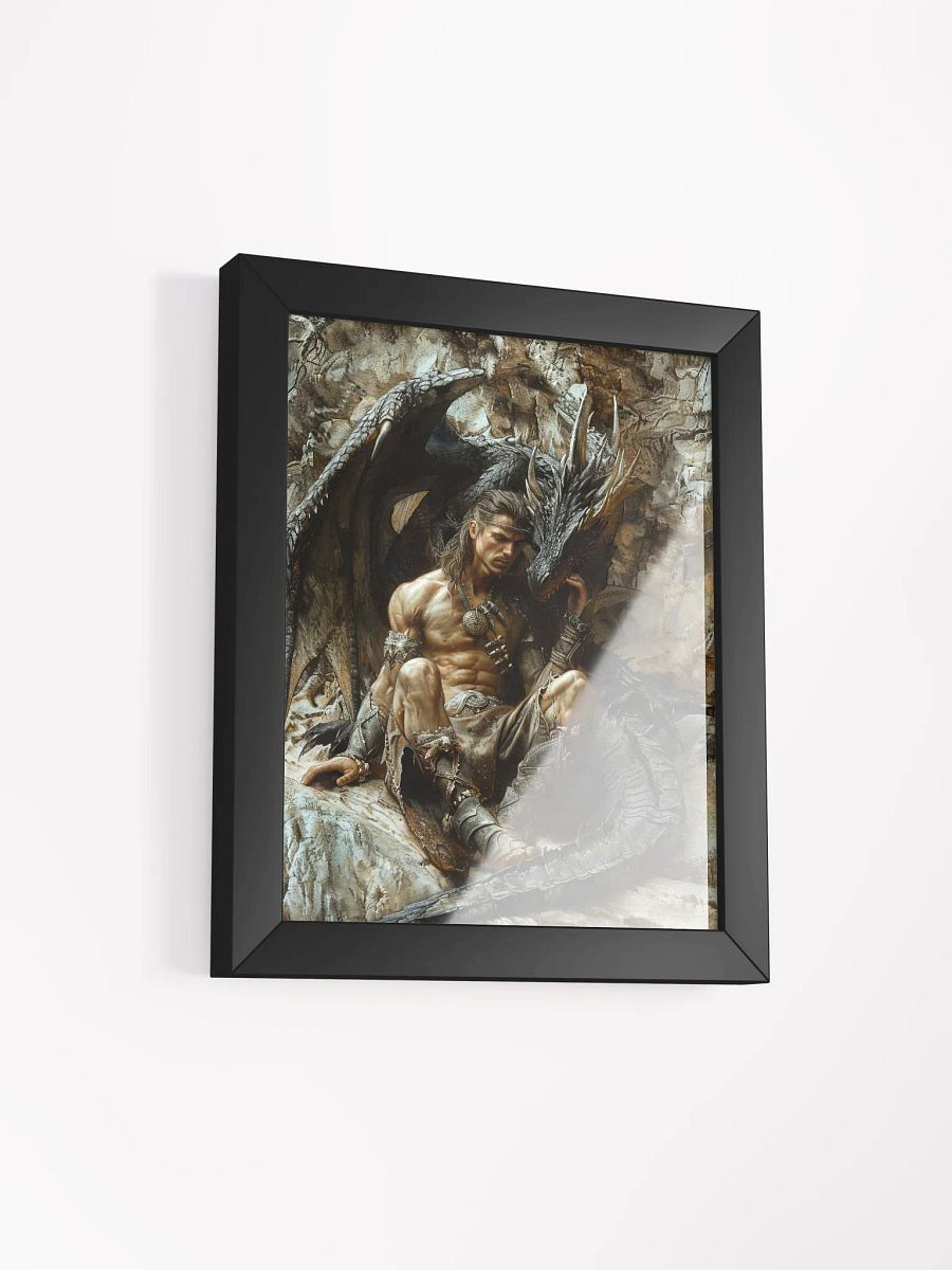Warrior resting with his dragon - Framed High Quality Matte Poster product image (12)