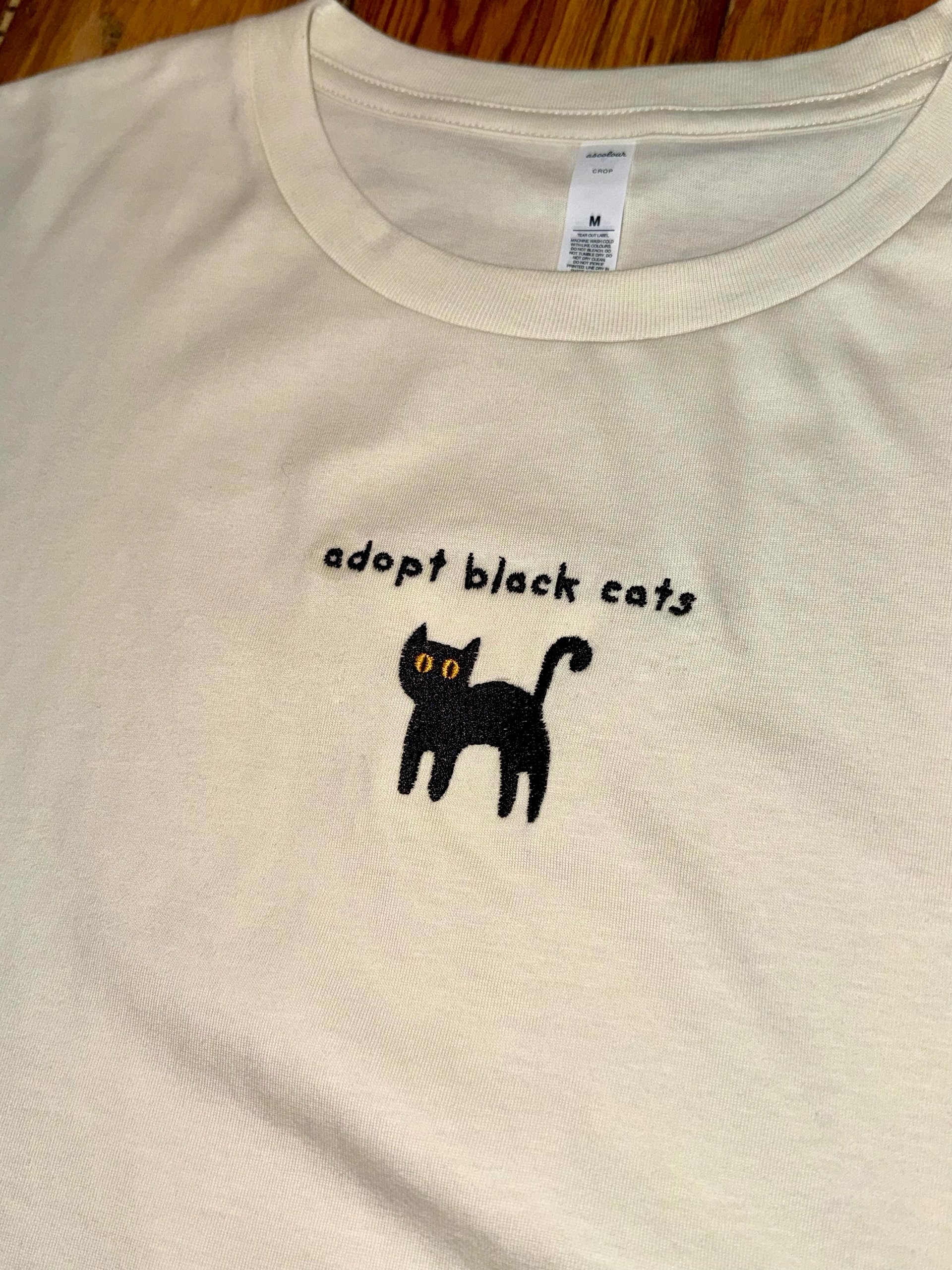 Adopt black cats embroidered crop top product image (2)