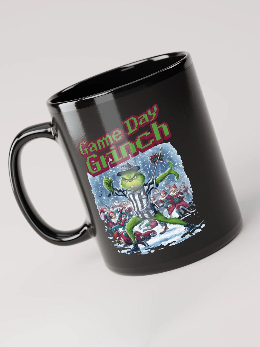 Game Day Grinch Christmas Football Glossy Black Mug product image (6)