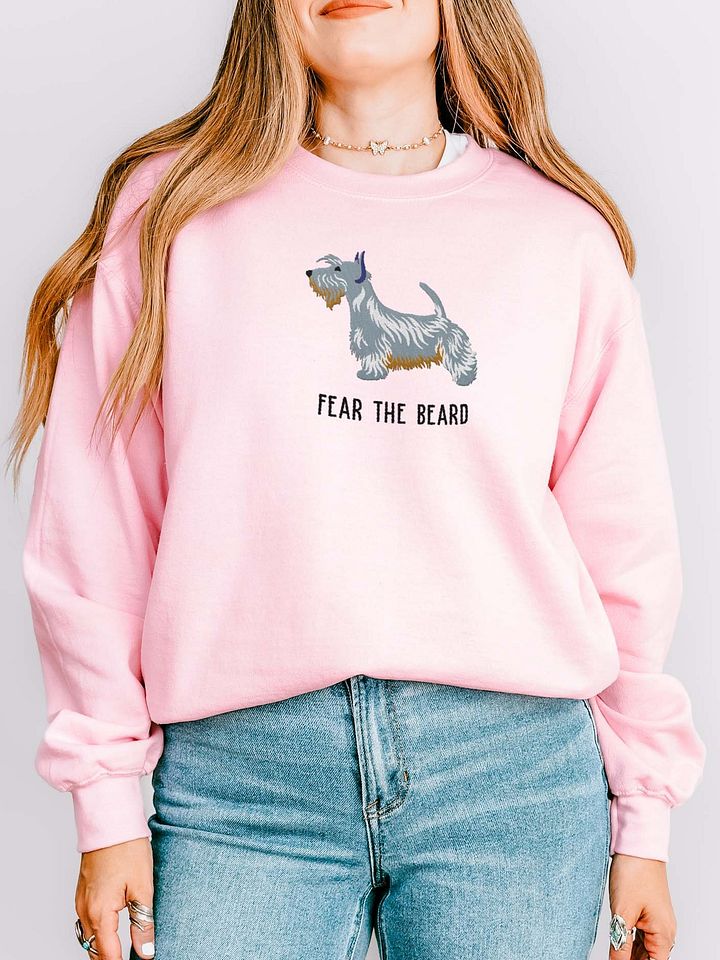 Fear the Beard Sweatshirt (Embroidered) of a Scottish Terrier(Blue) product image (2)