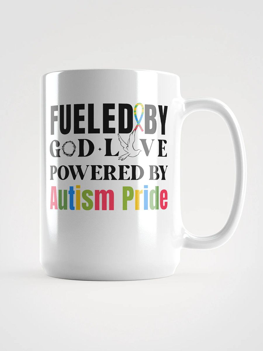 Fueled By God, Powered By Autism Pride, Autism White Gloss Ceramic mug product image (1)