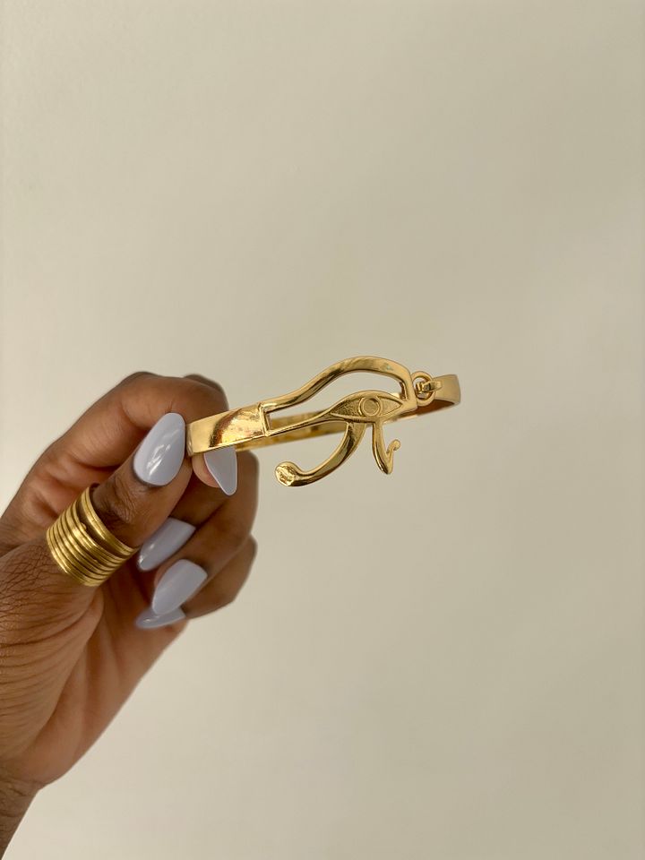18K Gold Plated Ancient Goddess Egyptian Statement Bangles product image (2)