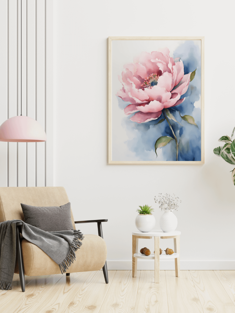 Watercolour Painting Printable Wall Art of PINK FLOWER product image (1)