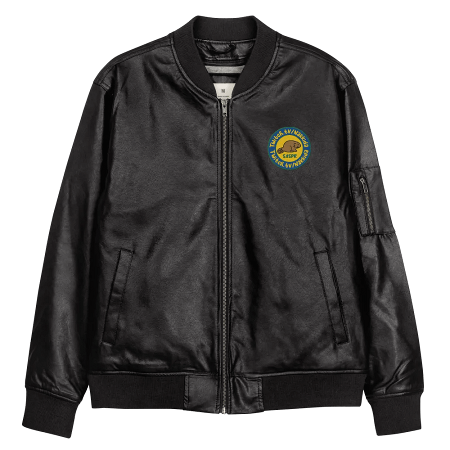 Embroidered SASPR Faux Leather Bomber product image (10)